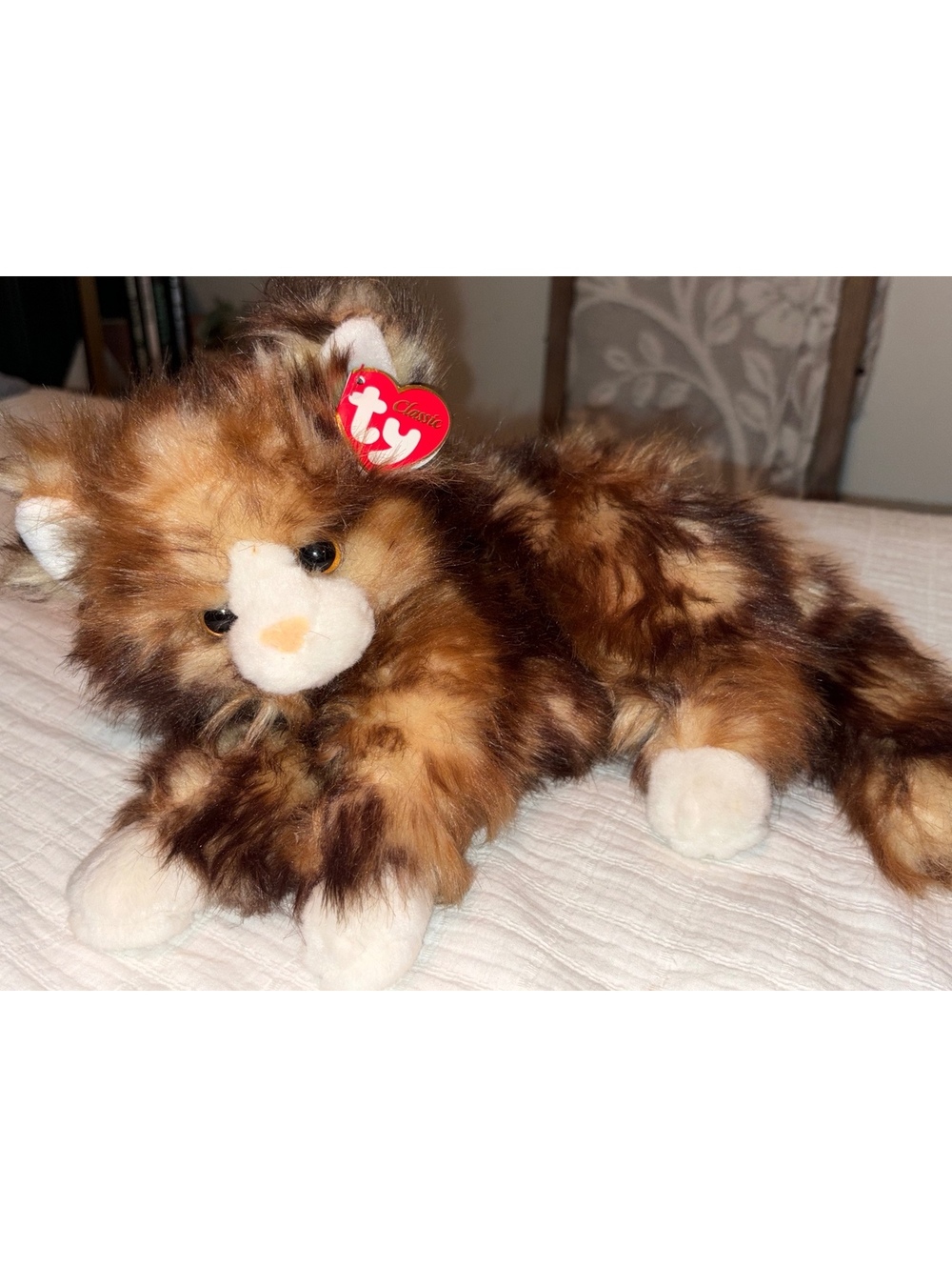 Ty Classic Jumbles Calico Cat Plush Brown White Stuffed Animal Vintage With Tags